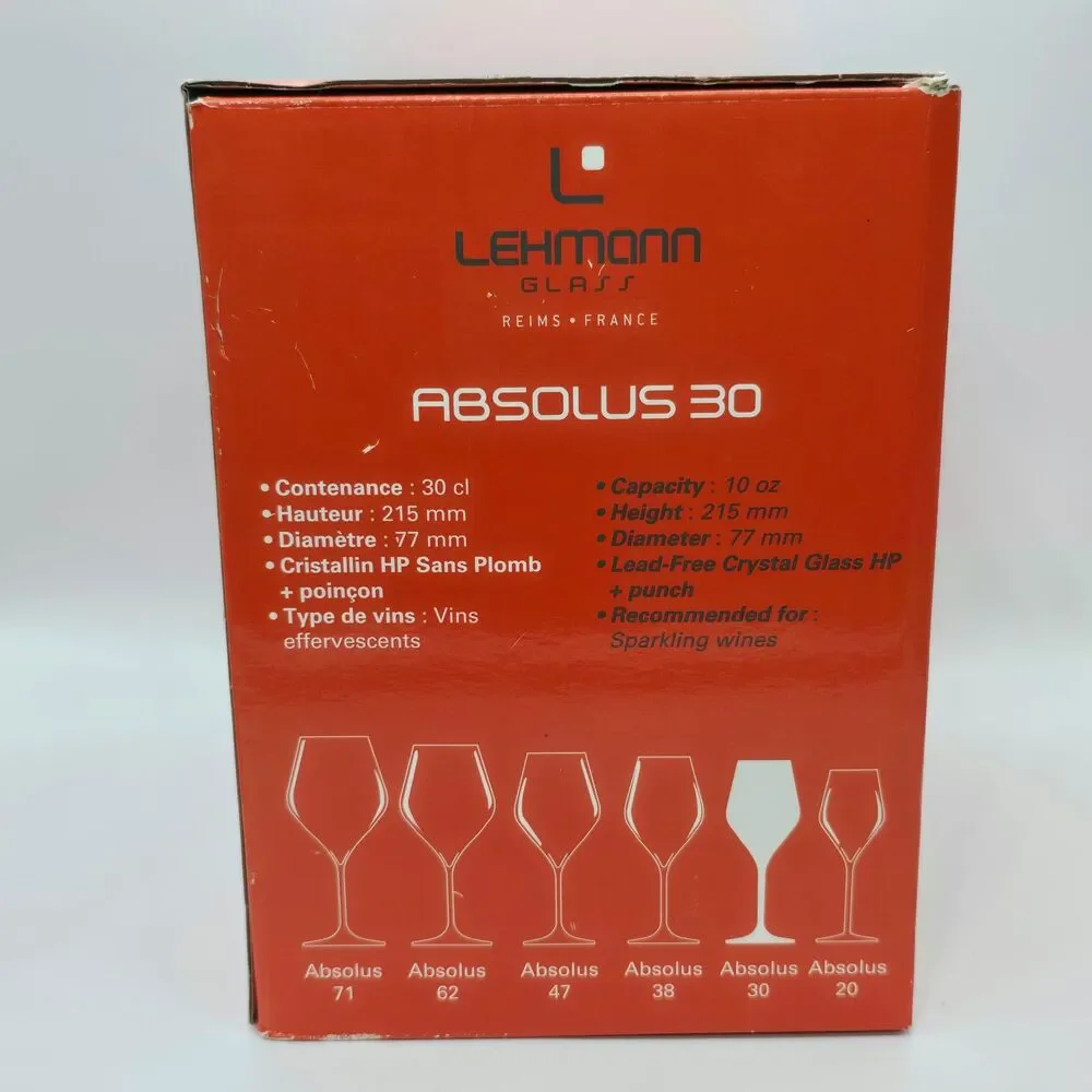 Crystal Glasses Champagne Flutes Made in France LEHMANN Set of 6